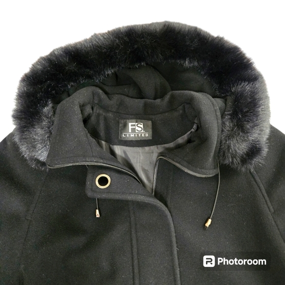 FS Limited Women's 2X Plus Size 100% Wool Black Lined Coat Excellent Condition - Picture 4 of 14